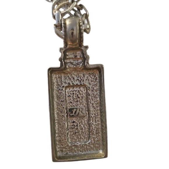 Lady Remington Vintage Necklace Black Onyx Silver Rectangular Pendant - Picture 3 of 4